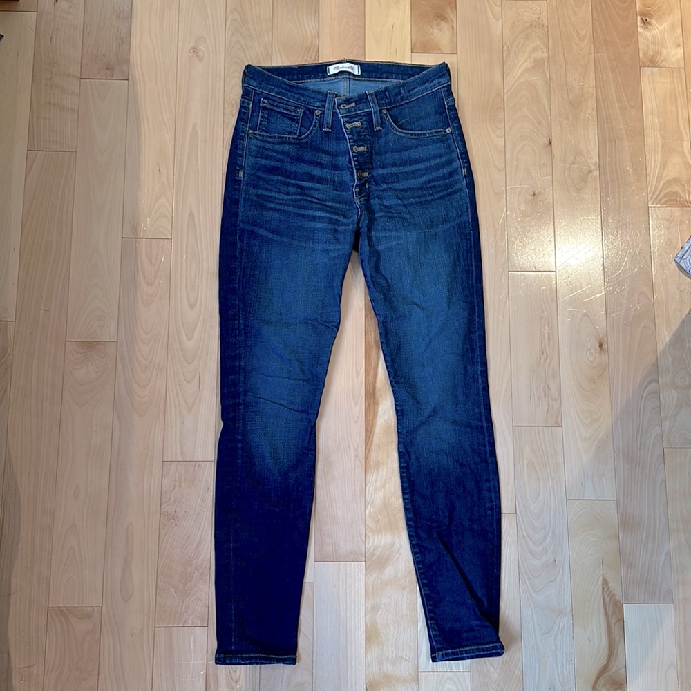 Madewell 9” High Rise Skinny Jean, dark wash, size 28